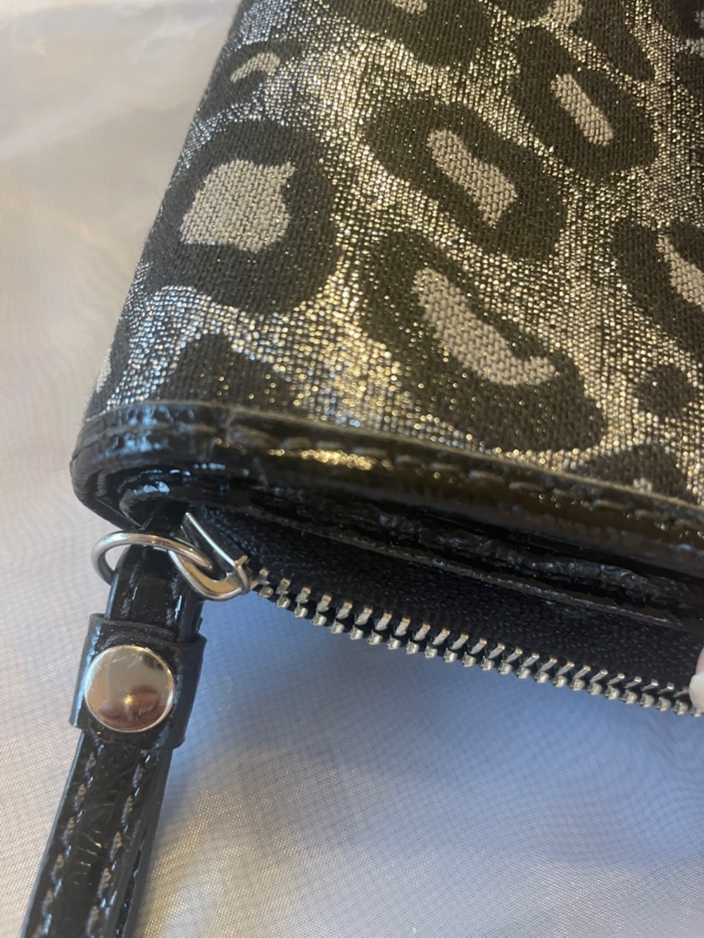 Coach Metallic Silver and Black Leopard Zip Wallet - Picture 3 of 9
